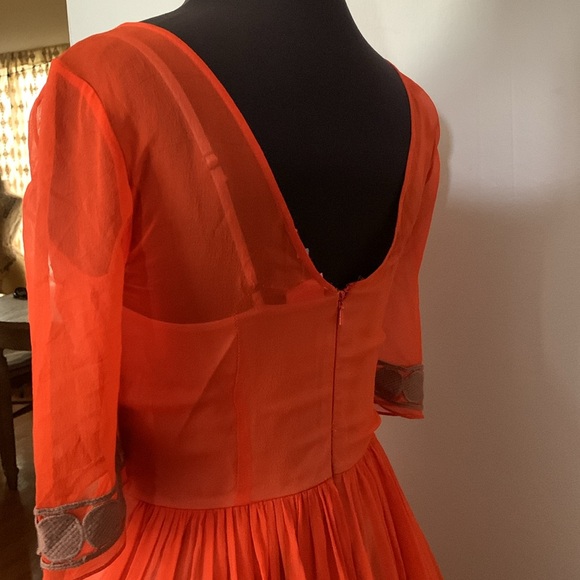 Tracy Reese Women's Silk Short Sleeve Dress Anthropologie Tangerine Flicker - Picture 6 of 9